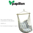 Pappillon - sedia a dondolo 1 posto con telo in cotone colore bianco naturale/blu