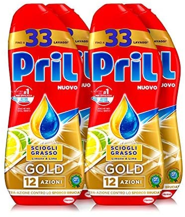 Pril Gold Gel lavastoviglie Sciogli Grasso Limone & Lime, Detersivo  lavastoviglie con sgrassatore attivo, 264 lavaggi, 8 x 600 ml