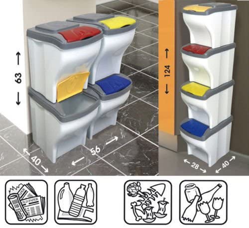 Nuovaeuro: Lgv pattumiera raccolta differenziata poker 4 pezzi Bama secchio  spazzatura rifiuti