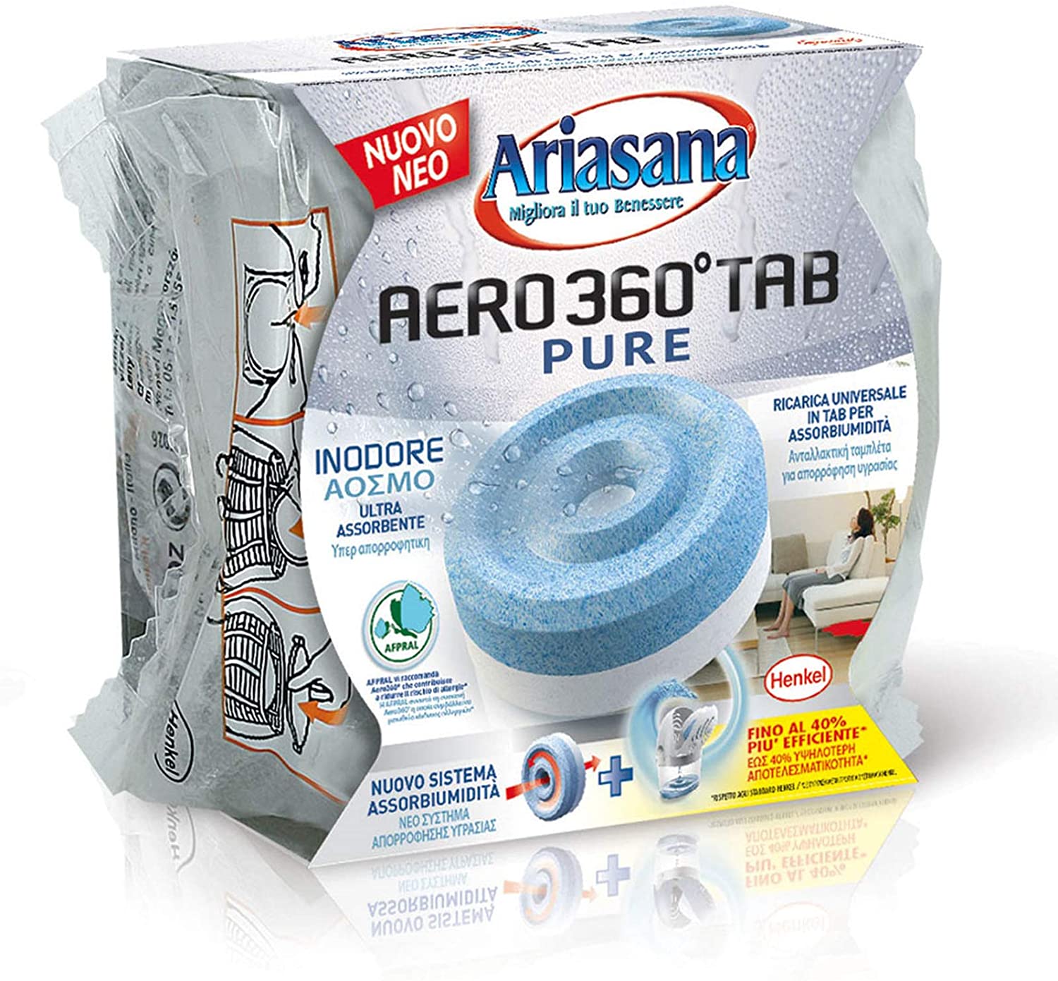 Nuovaeuro: Ariasana 8004630914807 ricarica pastiglie aero 360° 2 pezzi casa  anti-odori, assorbiumidità