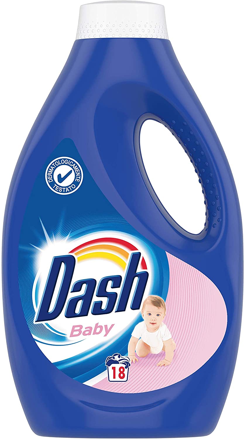 Nuovaeuro: Dash detersivo liquido baby 18 lavaggi, lavatrice  dermatologicamente testato per le pelli sensibili - 990 ml