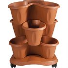 Vaso in polipropilene Trifoglio + sottovaso + ruote Bama colore terracotta 8007633300158