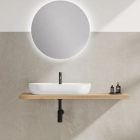 Lavabo ovale da 80 cm in ceramica bianco lucido da appoggio monoforo